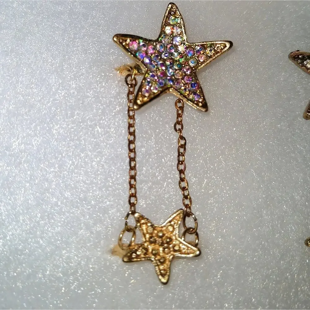 🔥SALE🔥 Stasia Star: Bling Rhinestone Double Star Rings adjustable OSFA costume - Picture 3 of 8